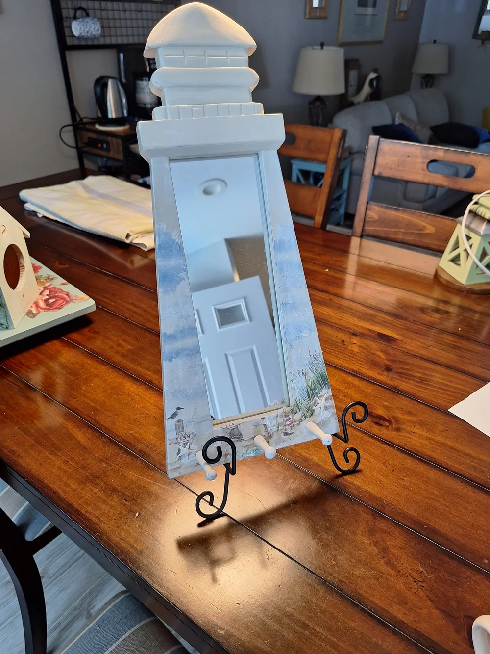 Nautical Lighthouse Accent Mirror in Blue and White